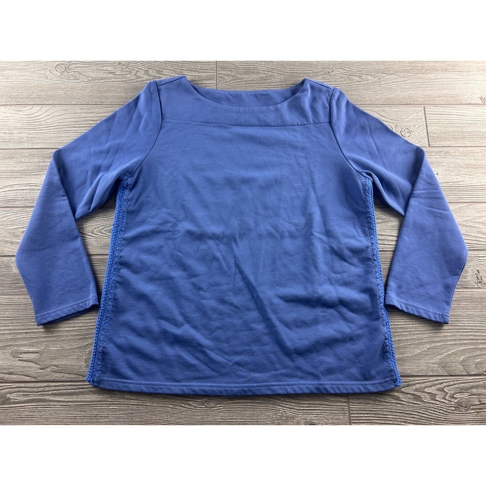 SOFT SURROUNDINGS Top Womens Medium Blue Crochet Sides Tunic Boho
